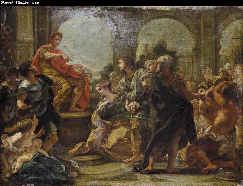 Giovanni Battista Gaulli Called Baccicio Painting depicting historical episode between Scipio Africanus and Allucius